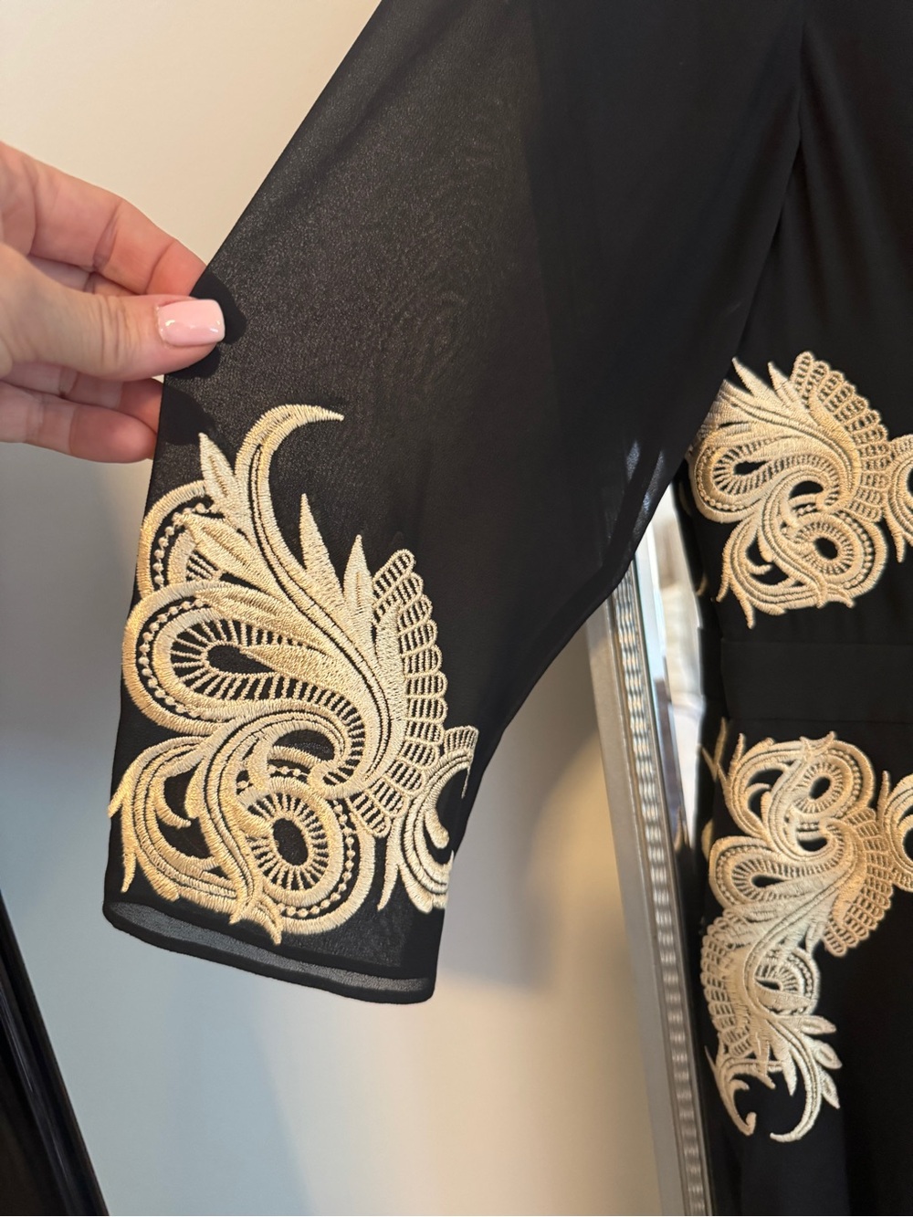 Ted Baker Black Dress with Gold Embroidered Accents - Picture 2 of 7